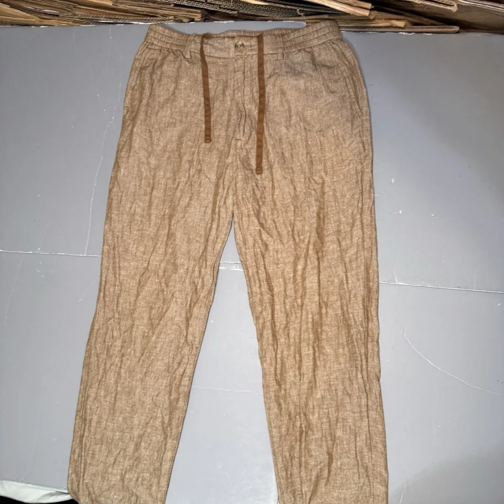 Banana Republic Mason Athletic Tapered Fit Pants Drawstring Linen Blend 31 28